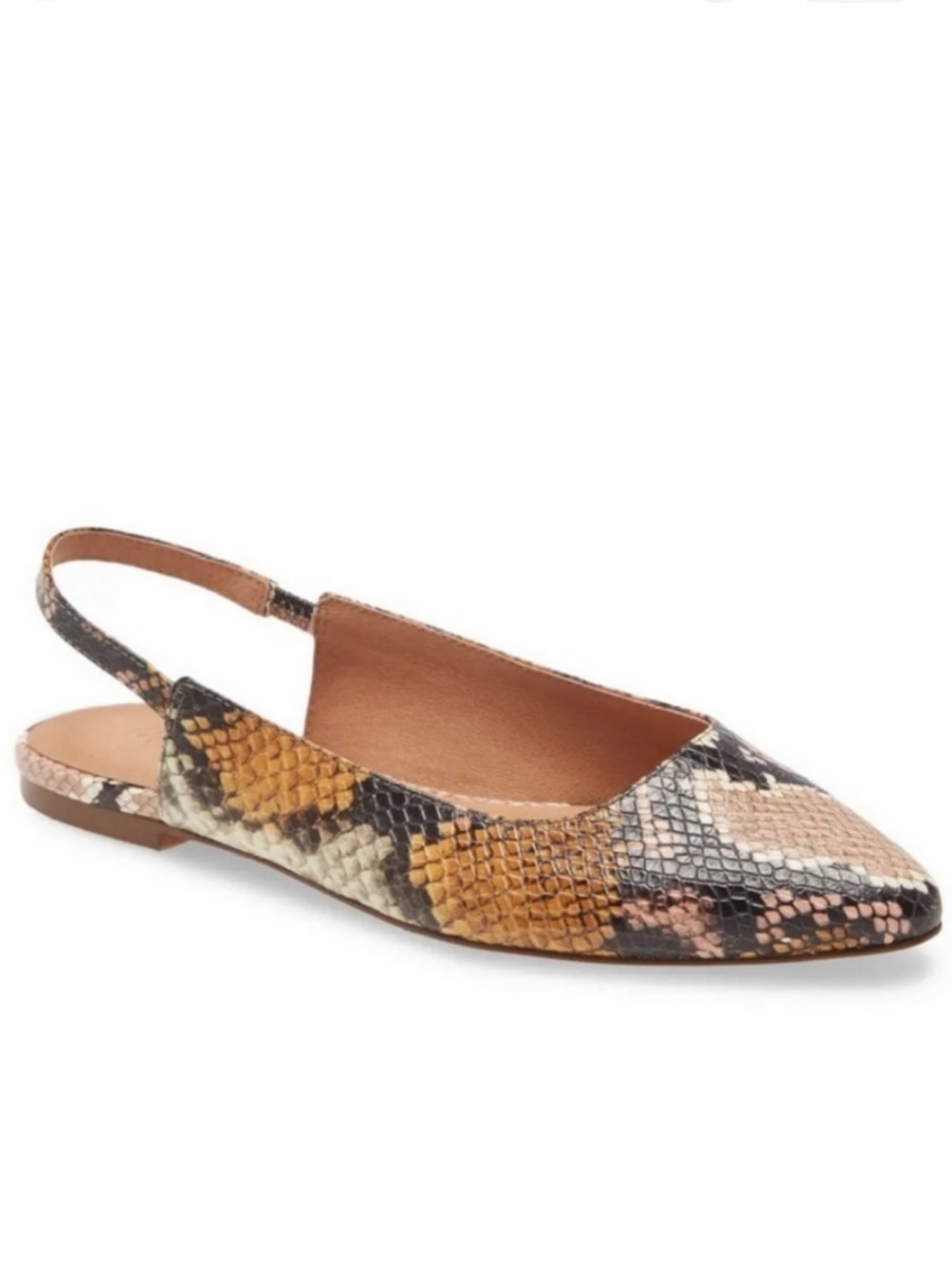 Madewell  Margo Snakeskin Slingback Flats